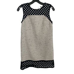 Ann Taylor Petite 4P Tweed Dress With Black Cutout Details At Neck & Hem